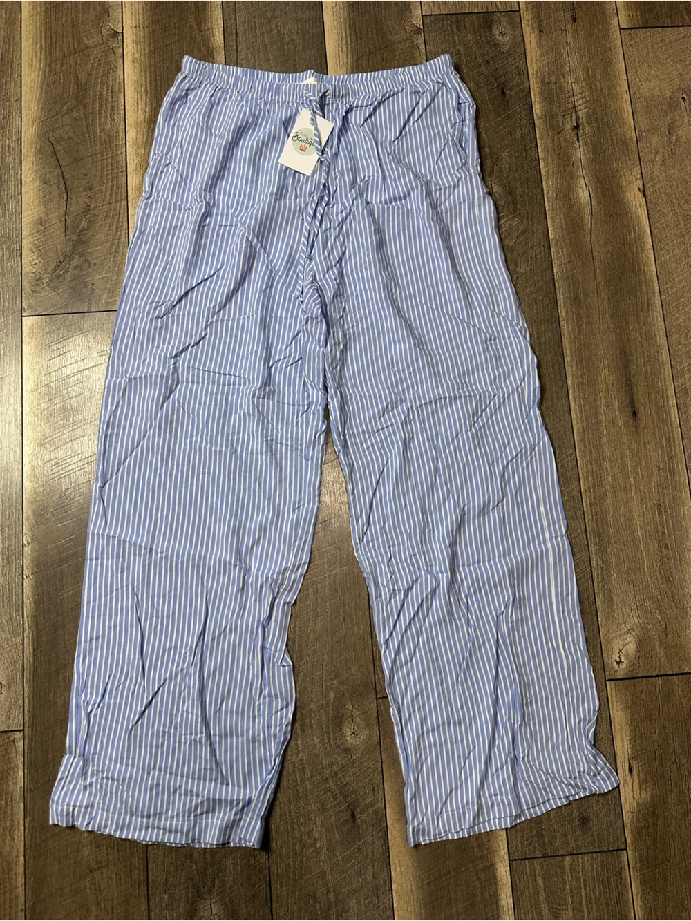 Active USA Striped Lightweight Wide Leg Pants